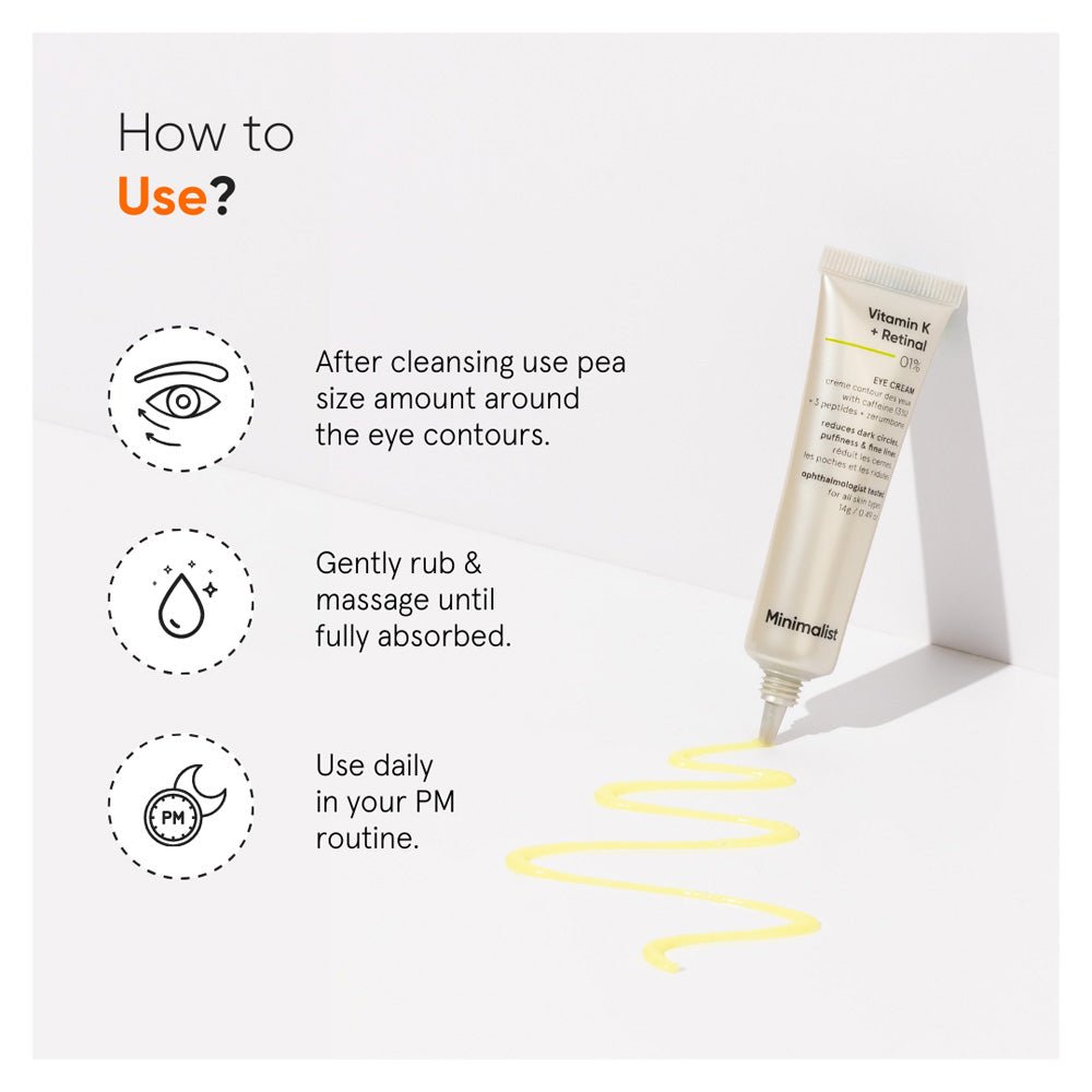 Minimalist Vitamin K + Retinal 01% Under Eye Cream 14 gm - Beauty Tribe