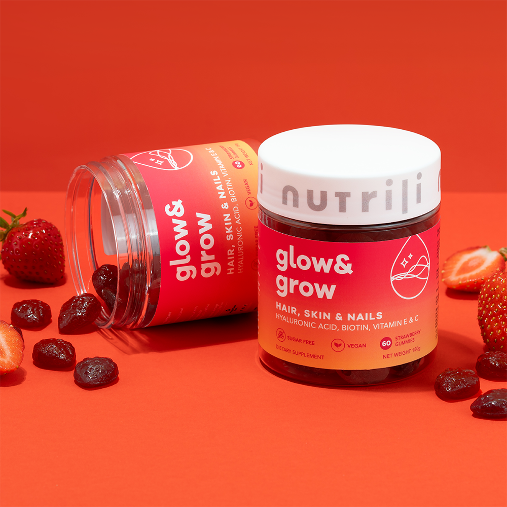 Nutrili Glow &amp; Grow 60 Sugar Free Gummies  Hair Skin Nails