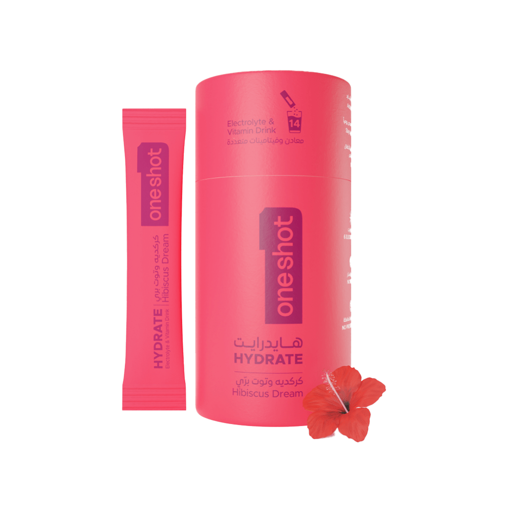 Oneshot Hydrate Electrolyte &amp; Vitamin Drink Mix Hibiscus Dream (14 Sticks) - Beauty Tribe
