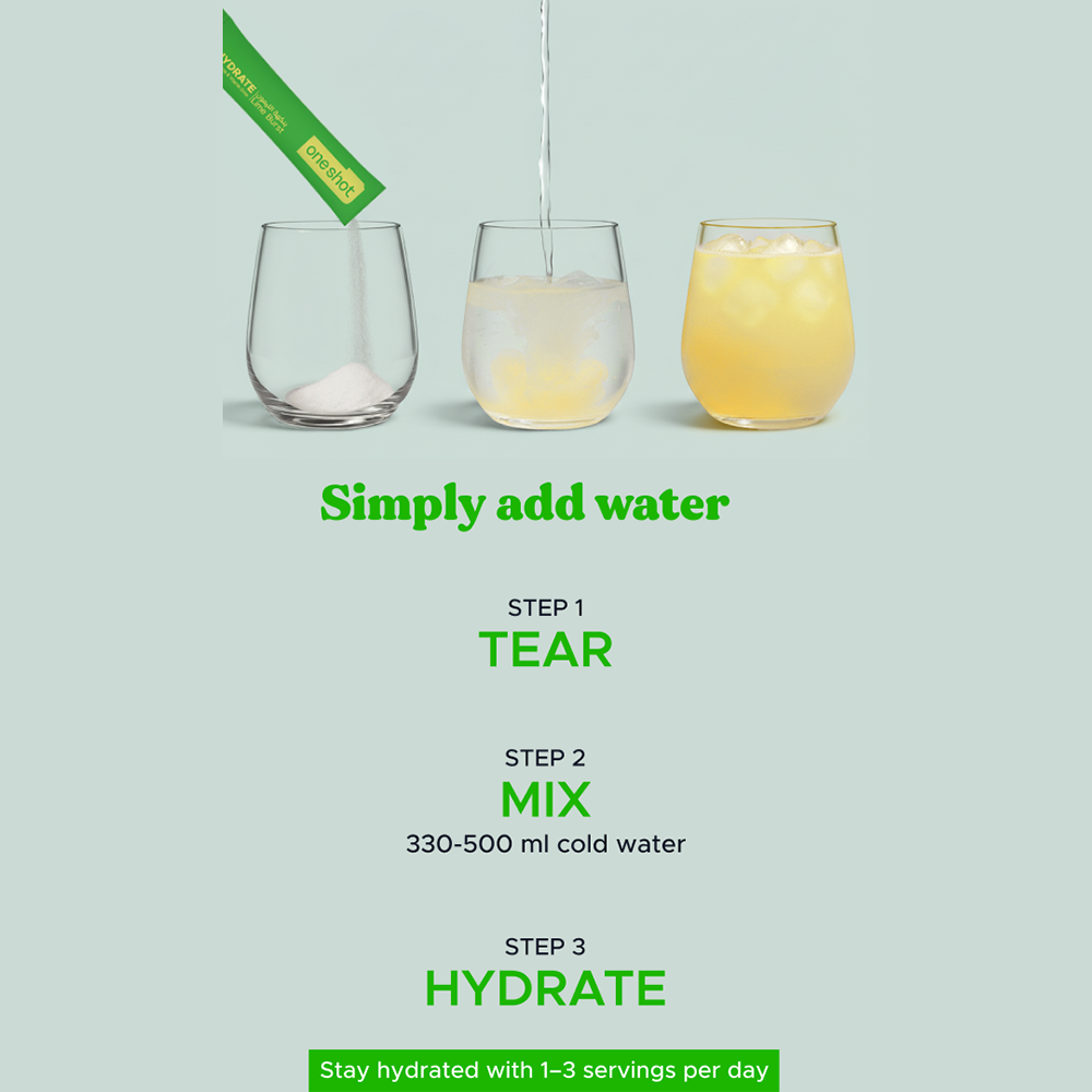 Oneshot Hydrate  Electrolyte &amp; Vitamin Drink Mix  Lime Burst (14 Sticks)