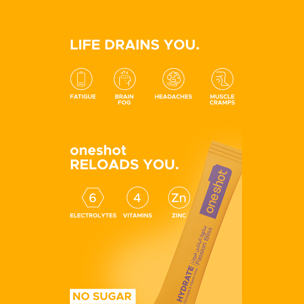 Oneshot Hydrate Electrolyte &amp; Vitamin Drink Mix Passion Bliss (14 Sticks)