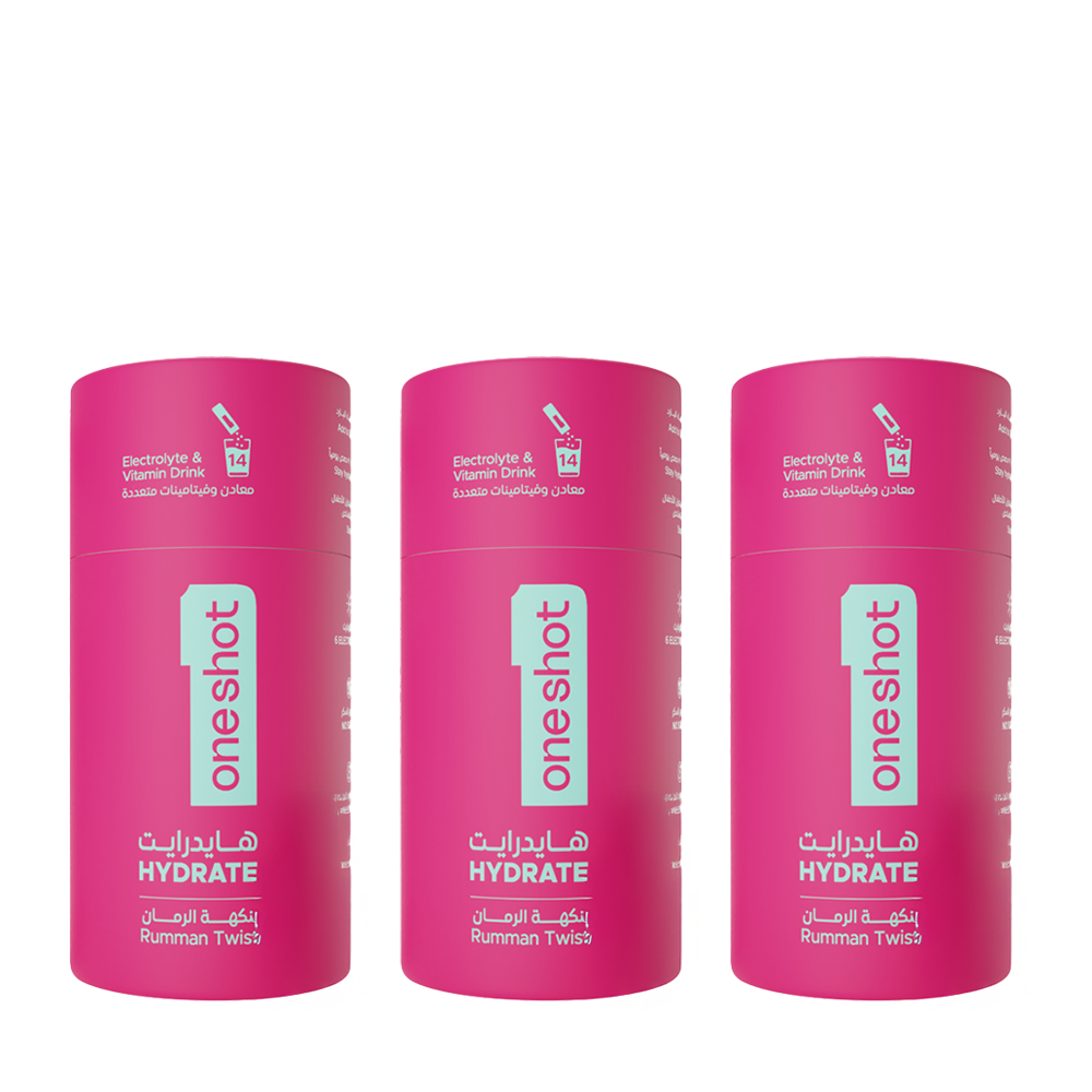 Oneshot Hydrate Electrolyte &amp; Vitamin Drink Mix Rumman Twist 3 Pack Set