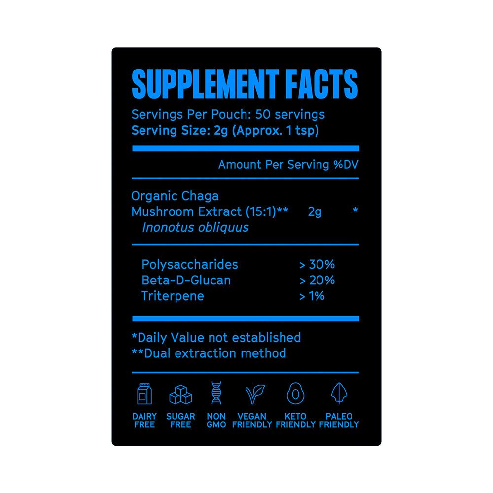 Pure Filth Chaga Mushroom Extract Powder 100g (50 Servings) - Beauty Tribe