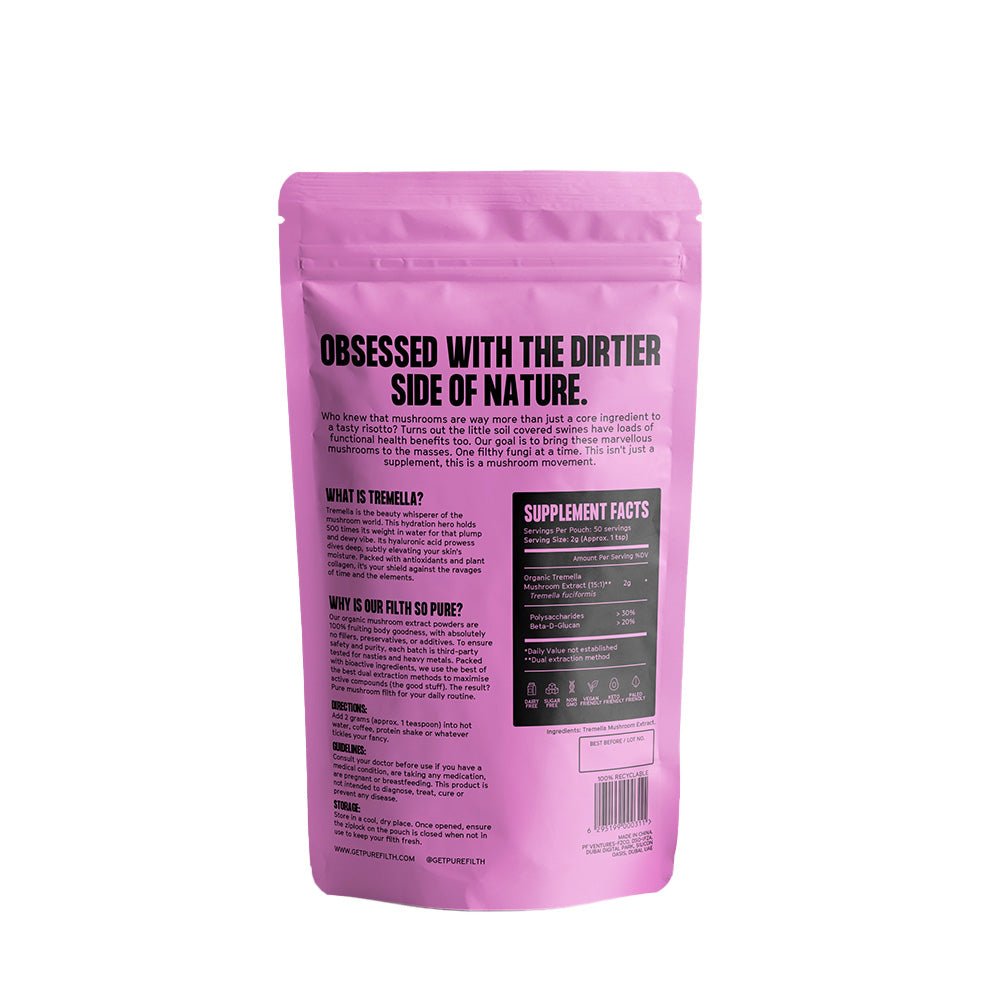 Pure Filth Tremella Mushroom Extract Powder 100g (50 Servings) - Beauty Tribe