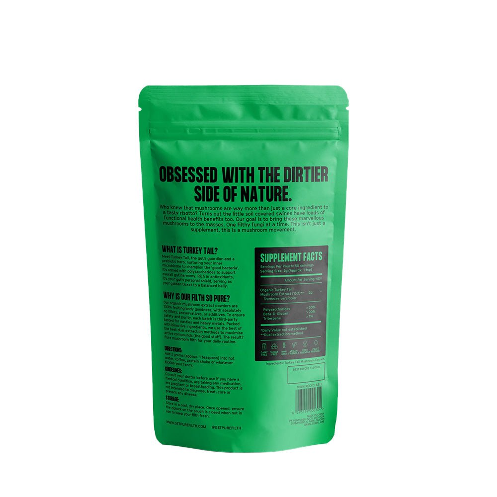Pure Filth Turkey Tail Mushroom Extract Powder 100g (50 Servings) - Beauty Tribe