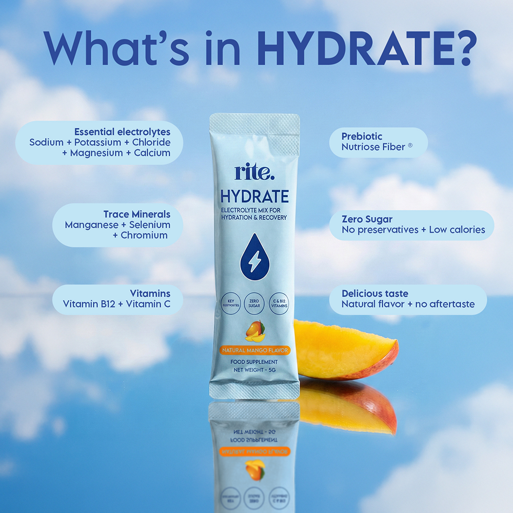 Rite Hydrate Electrolytes Mango - 15 sticks