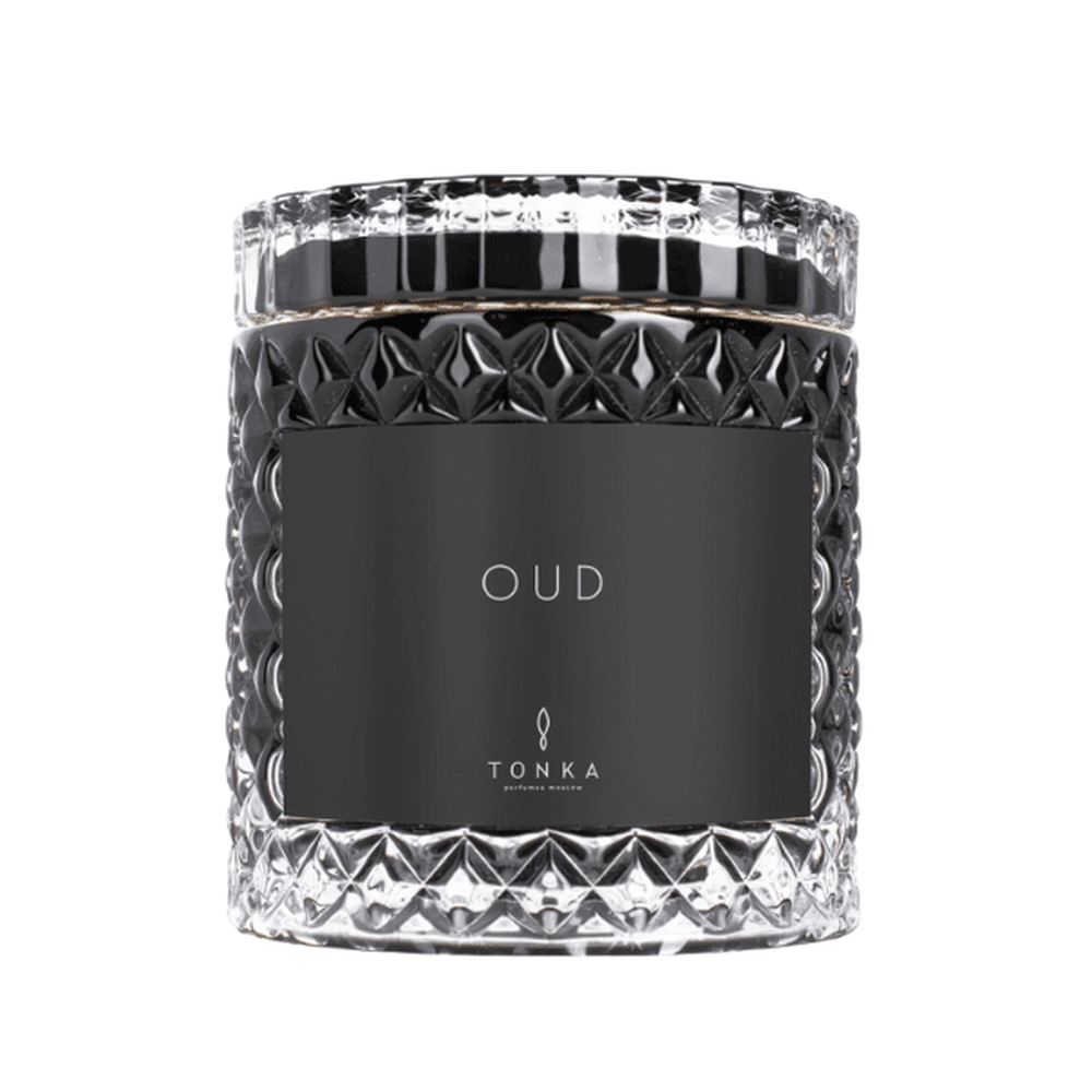 Tonka Aroma Candle Oud Glass Black 220ml - Beauty Tribe