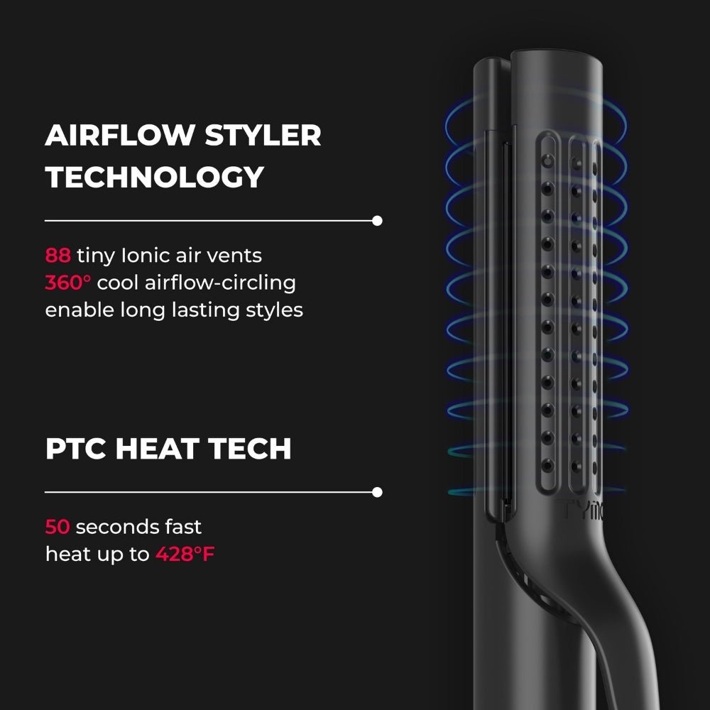 Tymo Airflow 2 in 1 Hair Curler and Straightener Black - Beauty Tribe