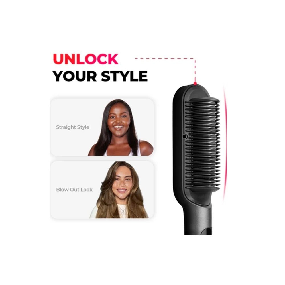 Tymo Ring Plus Hair Straightening Brush Black - Beauty Tribe