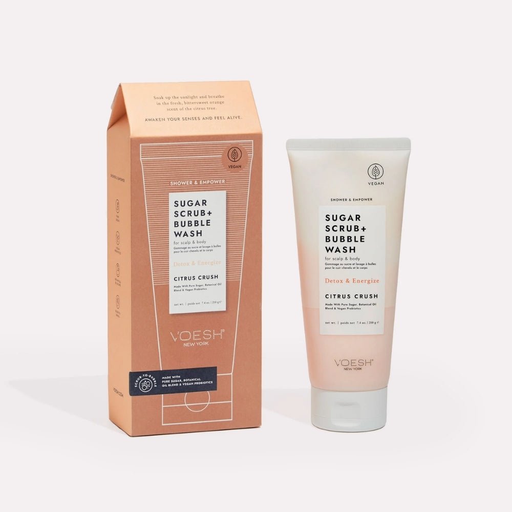 Voesh Sugar Scrub &amp; Bubble Wash - Citrus Crush 210g - Beauty Tribe