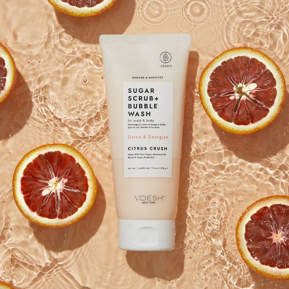 Voesh Sugar Scrub &amp; Bubble Wash - Citrus Crush 210g - Beauty Tribe