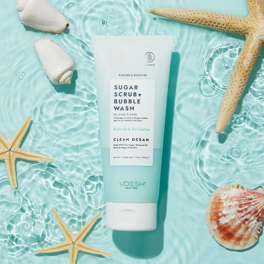 Voesh Sugar Scrub &amp; Bubble Wash - Clean Ocean 210g - Beauty Tribe