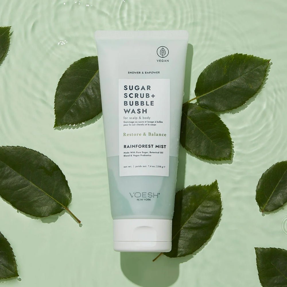 Voesh Sugar Scrub &amp; Bubble Wash - Rainforest Mist 210g - Beauty Tribe