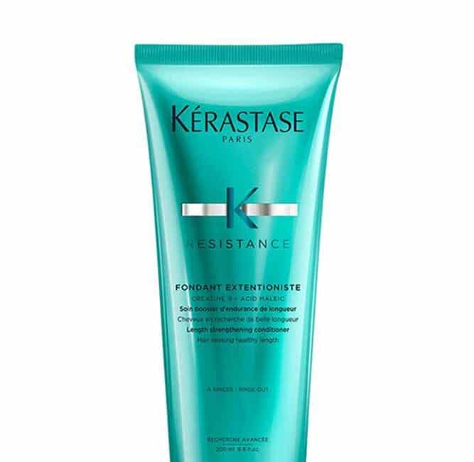 Resistance Fondant Extentioniste Conditioner from Kerastase is a creamy and light textured conditioner which is a restorative hair treatment that gently yet effectively detangles for a comb-through without breakage and a uniform silky rinse. Enriched with Ceramides and Acid Maleic, it instantly infuses weak brittle hair with active and healing particles that strengthen the hair length. Hair length quality is visibly improved and the fiber is sealed, coated and repaired for a smooth knot-free touch.