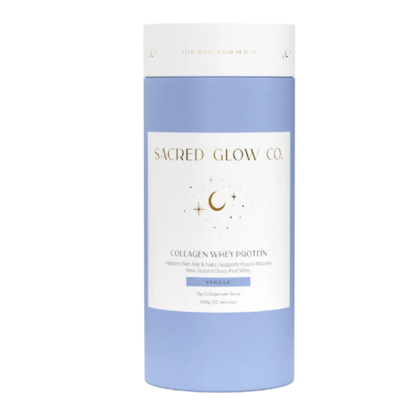 Sacred Glow Co Collagen Whey Protein  New Zealand Grassfed Whey Protein  Natural Vanilla Flavour